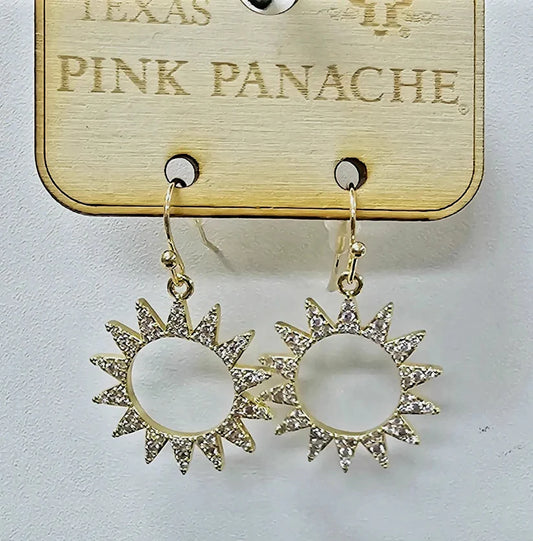 Earrings - Pink Panache Gold Sunburst Earrings