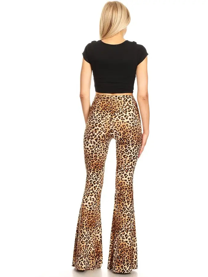 Pants - Animal Print Flare Leg Soft Knit Pant - Sizes Extra Small - Large