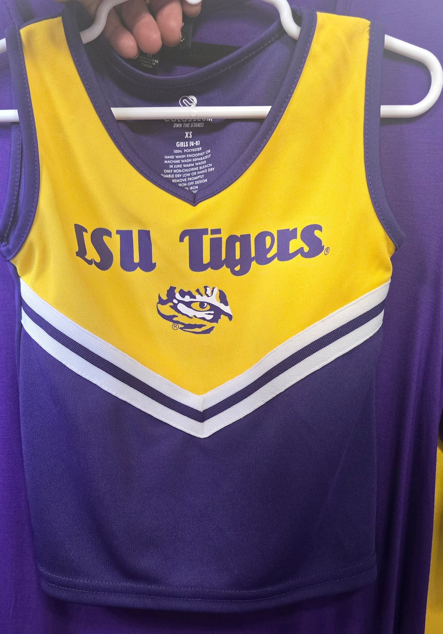 LSU Girls Purple & Gold Sleeveless Game   Top - Size Girls 4-5