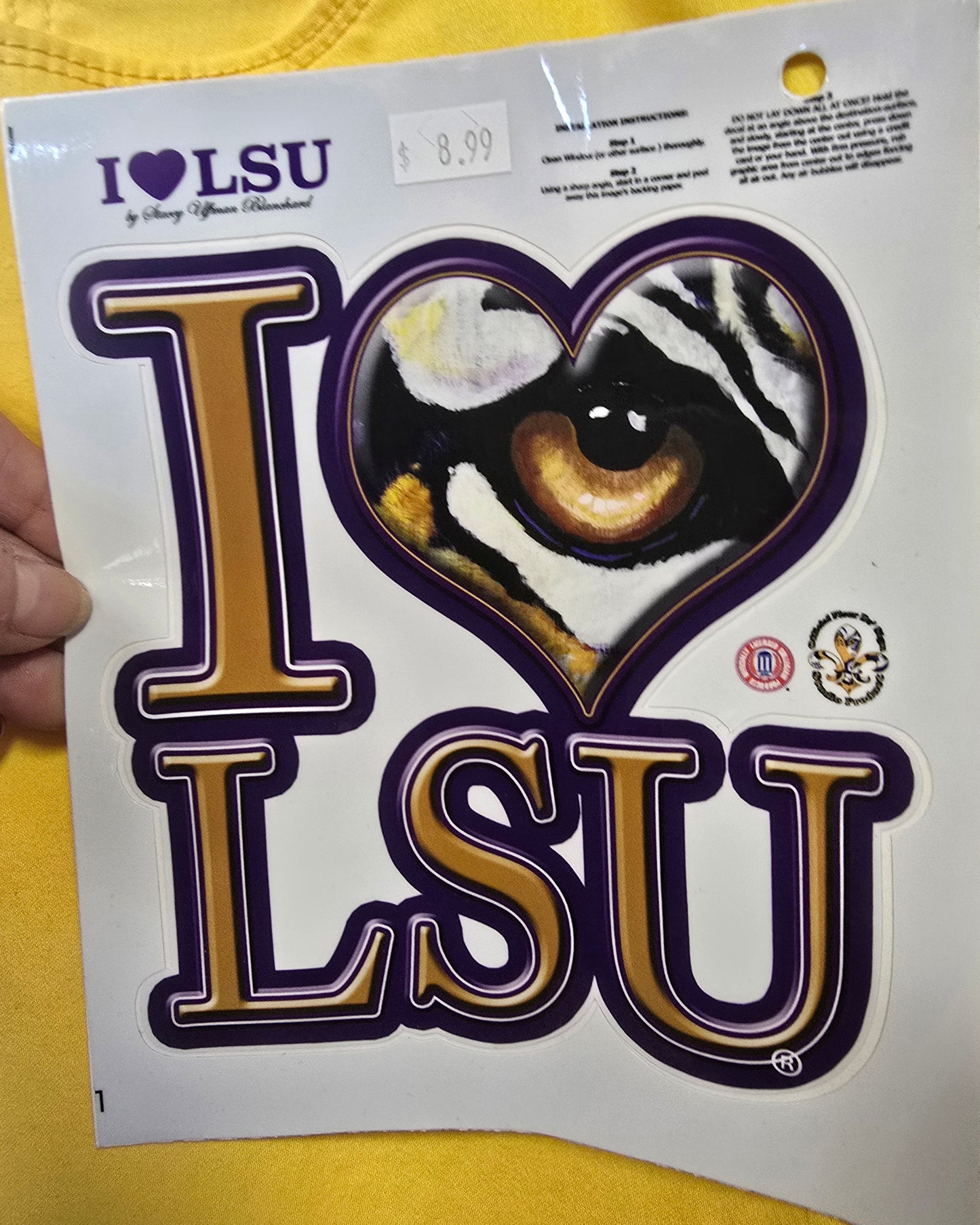 LSU Decals - I "Heart Symbol" LSU With Tiger's Eye