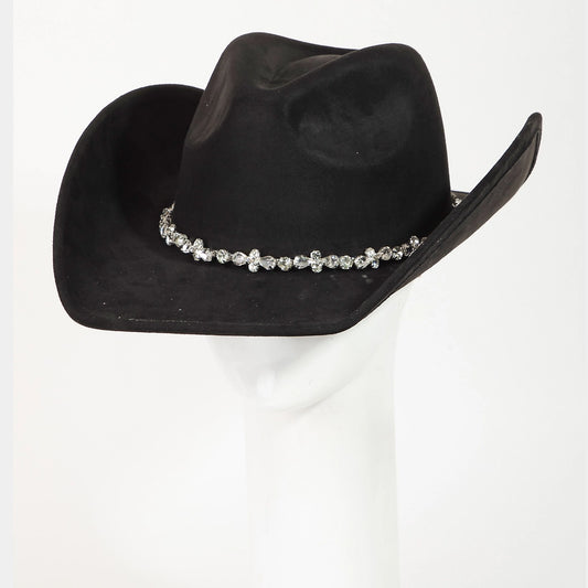 Hat - Black Felt Hat With Beautiful Rhinestone Band