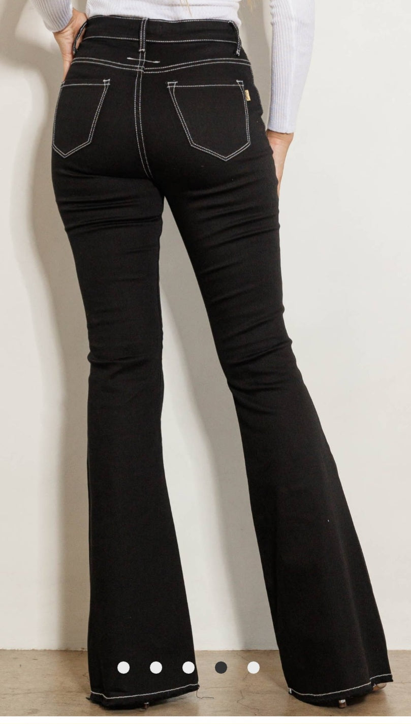 Jeans - Super Flattering Stretchy Black Flare Jeans - Sizes 1-15