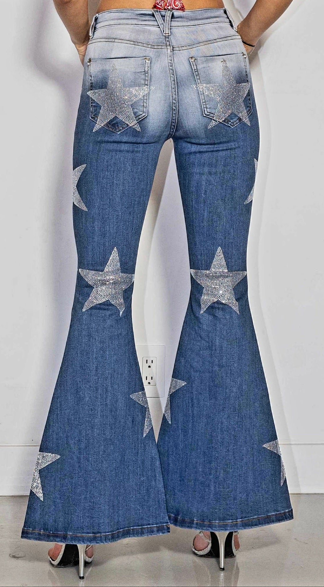 Jeans - Super Sparkly Rhinestone Stars on Super Stretchy Flare Jeans - Sizes 3-15