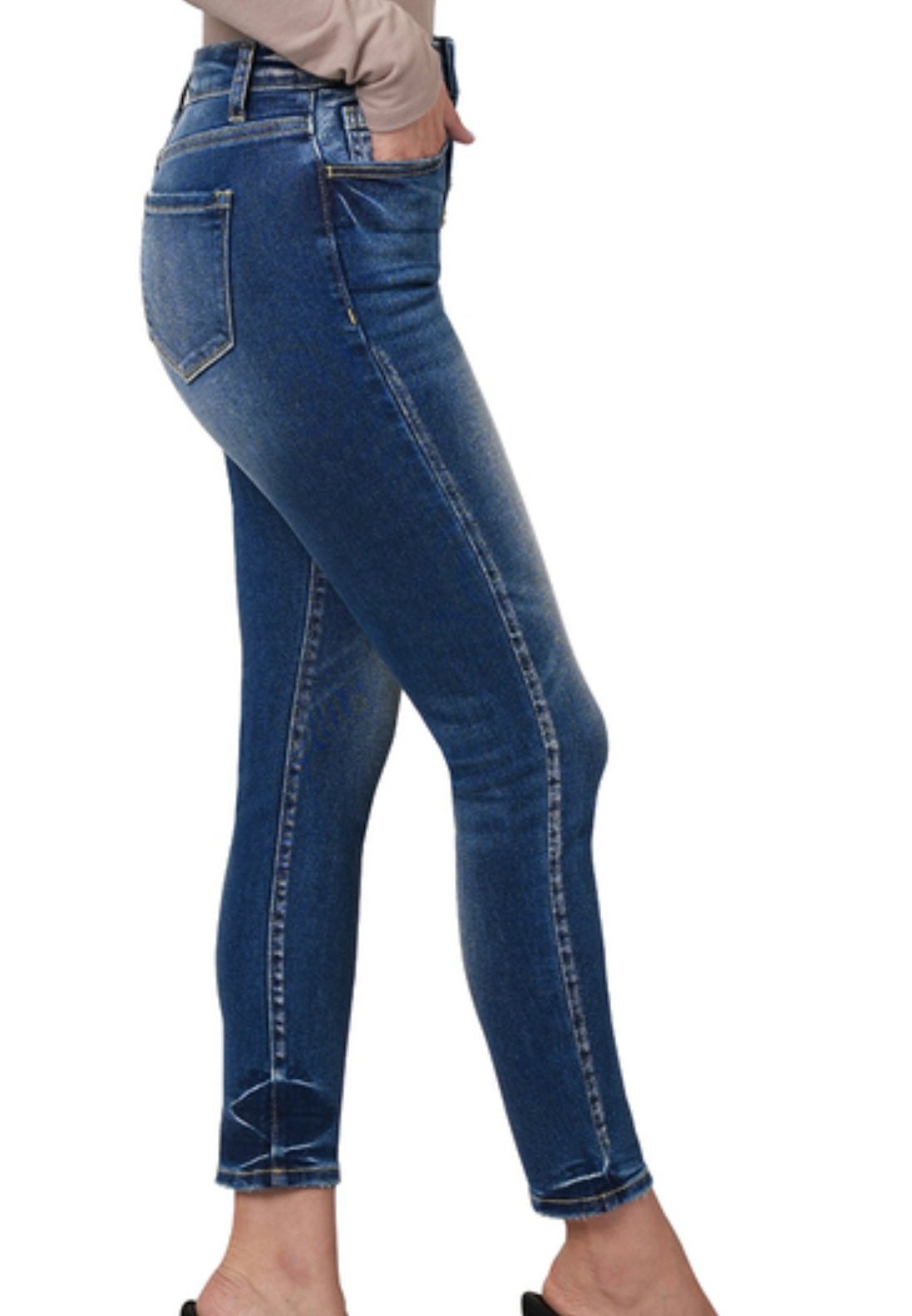 Jeans - Button Fly High Rise Stretchy Skinny - Sizes 24-31