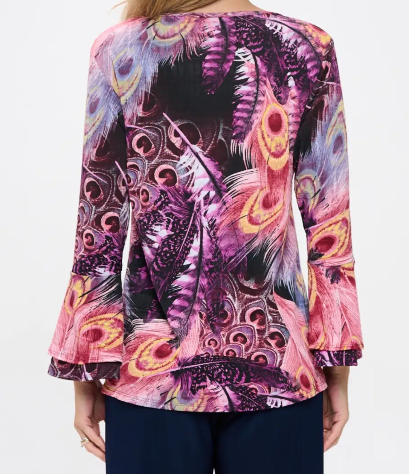 Top NEW ARRIVAL - V-Neck Tulip Tunic with Gorgeous Trumpet Sleeves! Sizes Small to XL