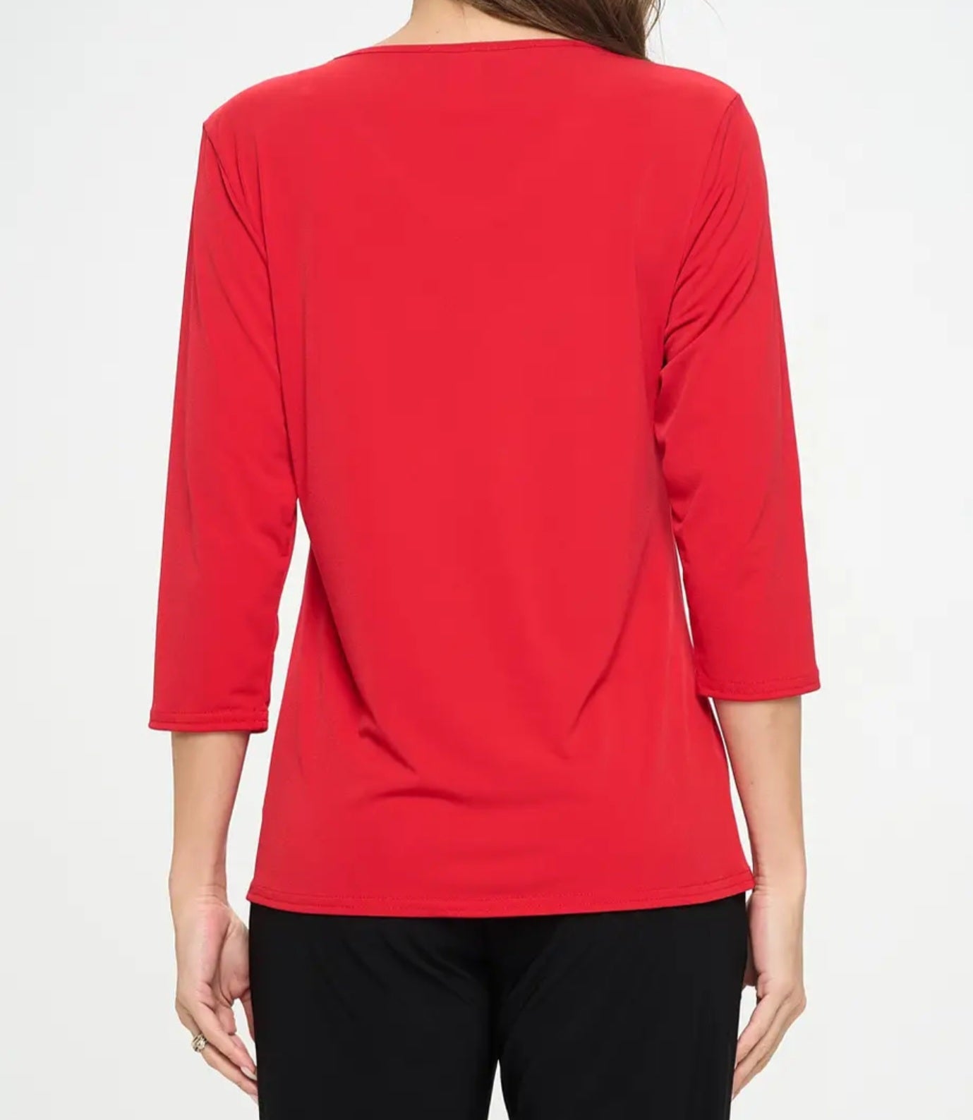 Top - Point V-Neck Quarter Sleeve Top