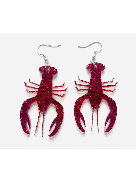 Earrings - Sparkly Red Crawfish Super Light Earrings